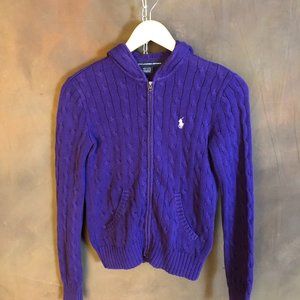 Ralph Lauren purple knit zip-up sweater jacket
